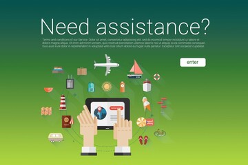 Need assistance text with icons