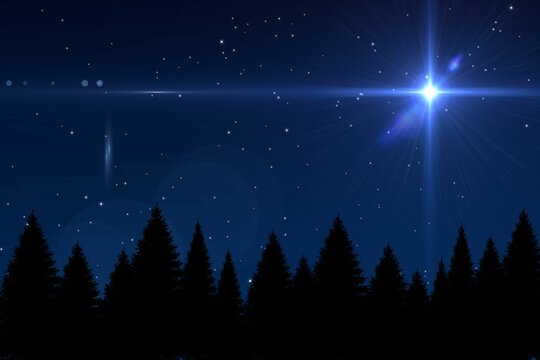 Fototapeta Digitally generated Bright star in night sky