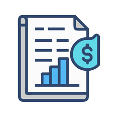 Financial report with growth graph and dollar sign icon