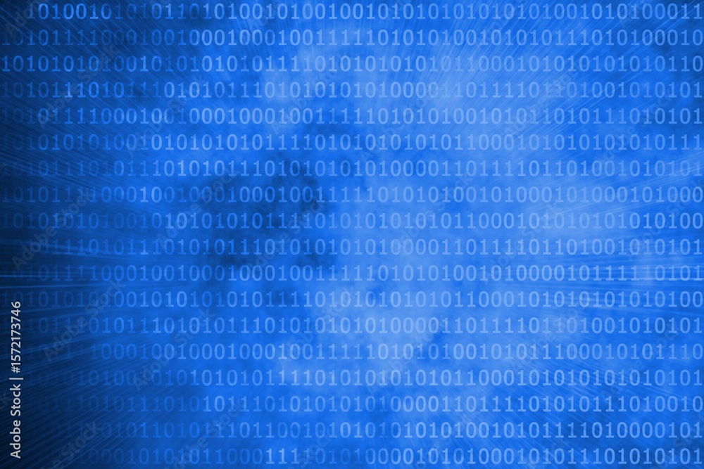 Poster glowing futuristic binary code