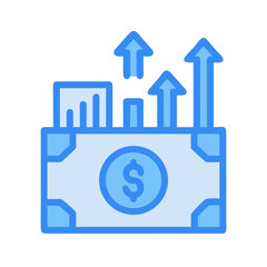 Money growth chart illustration with arrows and dollar sign