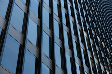 Close-up of glass office building