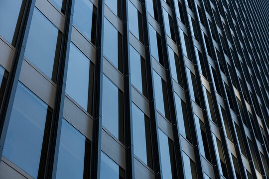 Close-up of glass office building