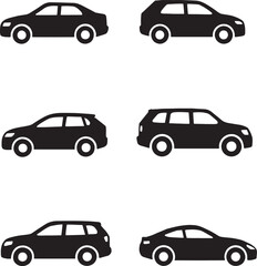 Vector Black Car Silhouettes Set – SUV, Sedan, Sports & Compact Icons