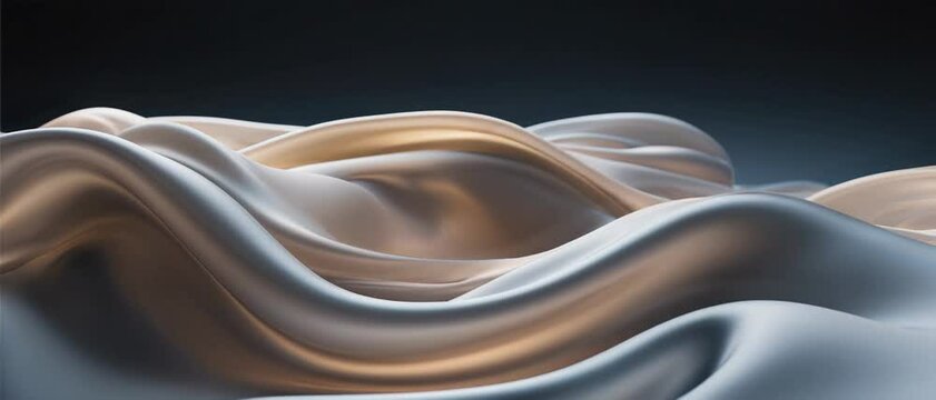 Abstract Silk Fabric Waves Luxurious, smooth texture with subtle golden undertones in a flowing, elegant design