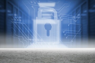Lock on circuit board graphic