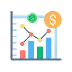 Colorful bar graph with line chart showing financial growth