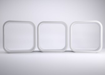 Flat design featuring three white blank rounded square panels with gradient backdrop