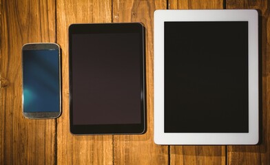 Tablet and smartphone on desk