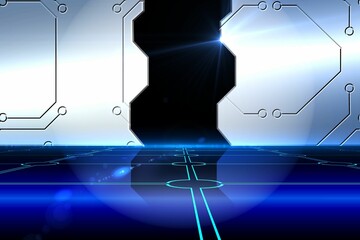 Naklejka premium Doorway on technological background