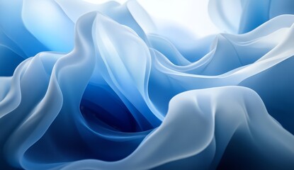 Obraz premium Abstract flowing fabric folds in shades of light and deep blue.