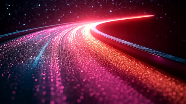 Abstract digital highway with glowing lights for futuristic high-speed transportation - Powered by Adobe