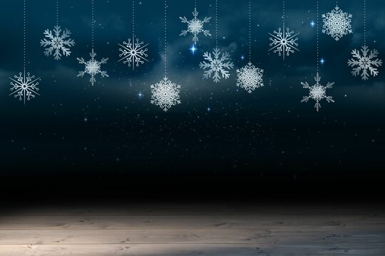 Fototapeta Snowflake wallpaper over floor boards