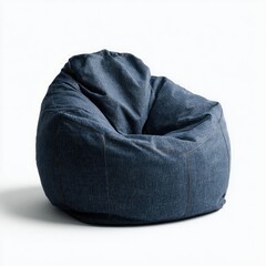 Dark blue beanbag chair with stitched accents