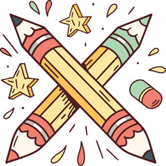 Crossed Colored Pencils Vector Illustration – Art and Creativity Concept