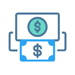 Flat design vector icon of ATM cash deposit