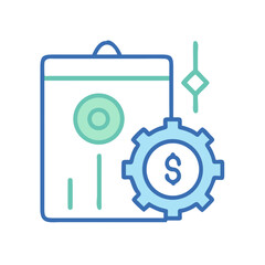 Obraz premium Icon of accounting book with chart and money gears