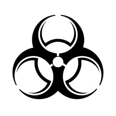 Biohazard symbol in black on white background representing danger  