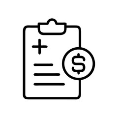 Medical billing clipboard with dollar sign icon  