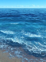 Ocean waves lapping at a sandy shore