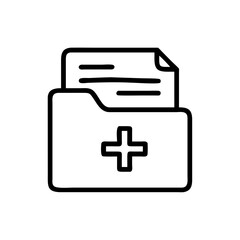 Medical report folder with documents inside, concept of icon  
