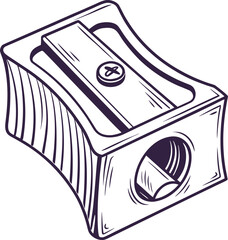 Black Pencil Sharpener Isolated on White Background – Stationery Tool