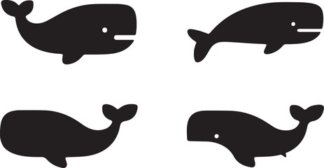 Fototapeta premium High-Quality Whale Vector Silhouettes Icon Sets Collections for Print, Web, and Crafts.