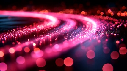 Abstract Fiber Optic Background with Glowing Pink and Red Light Trails Animation - Powered by Adobe