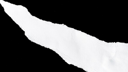 Ripped torn paper edges isolated on black background with clipping path, space for copy, space for advertising copy. Paper for message notes, for graphic design and banner background.