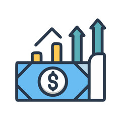 Financial growth concept with money and upward trending arrows