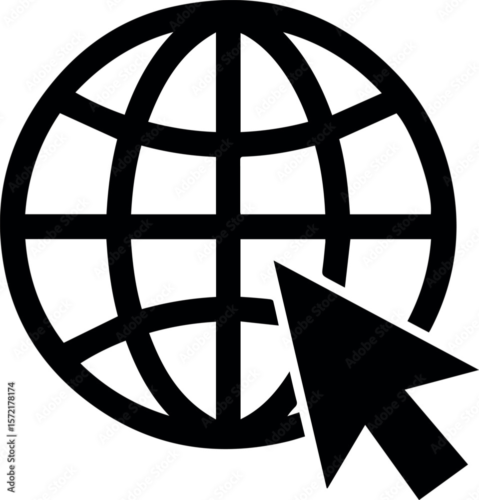 Fototapete Globe web internet browser network connection worldwide online communication pointer vector graphic icon 