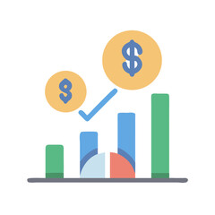 Financial growth concept with graph bars and dollar signs