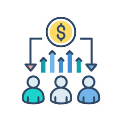 Money distribution to team members for performance goals