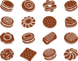 Brown Biscuit and Cookie Sweet Icon Pack — biscuit, brown, cookie, dessert, sweet, food, vector, snack, icon, baked