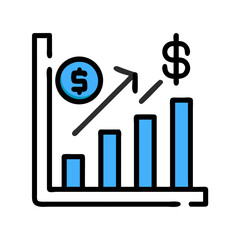 Financial Growth Chart with Dollar Coin Ascending Trend