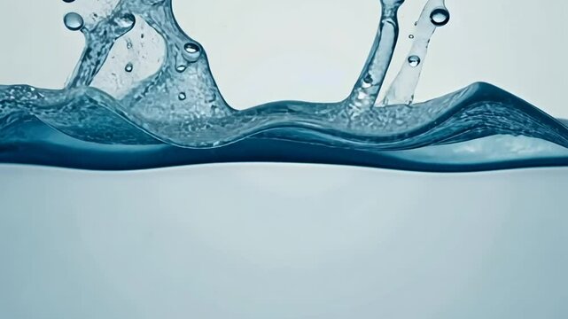 Blue Water Splashing Horizon Line - Clean Dynamic Liquid Movement