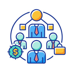Business network management hierarchical structure organization chart design concept