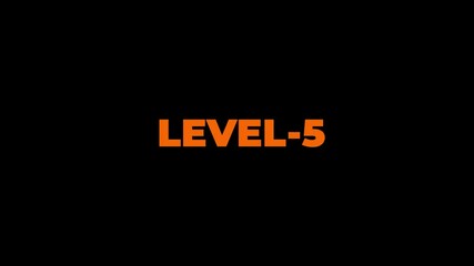 Abstract Level-5 isolated on black background. Game concept next level. Level Up text sign. letters spelling out level Up animation. - Powered by Adobe