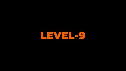 Abstract Level-9 isolated on black background. Game concept next level. Level Up text sign. letters spelling out level Up animation. - Powered by Adobe