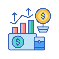 Financial growth concept illustration showing investment and market increase