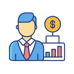 Financial Advisor Showcasing Business Growth with Data and Dollars