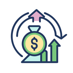 Stylized diagram showcasing financial growth and cyclical investment