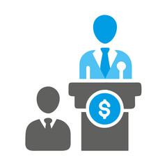 Economic conference presentation flat icon illustration on White Background