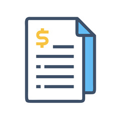 Financial invoice vector icon with dollar sign graphic illustration
