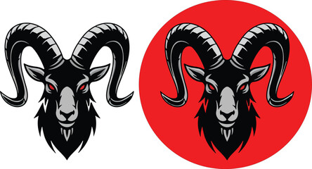 Modern and Minimalist Ram Head Icons in a Monochromatic Scheme