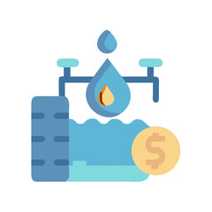Water price rising illustration for environmental cost concepts