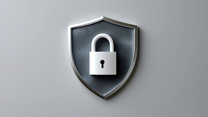 Cybersecurity Shield with Padlock Symbol Representing Data Protection and Digital Security

