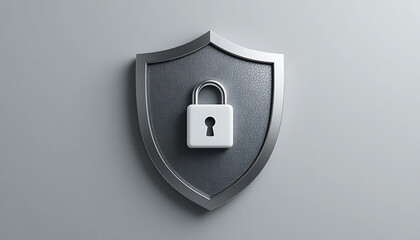 Cybersecurity Shield with Padlock Symbol Representing Data Protection and Digital Security

