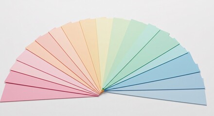 Pastel spectrum paper array displaying light color variations on a white background