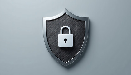 Cybersecurity Shield with Padlock Symbol Representing Data Protection and Digital Security

